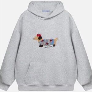 Aelfric Eden Gray Hoodie with Dog Design